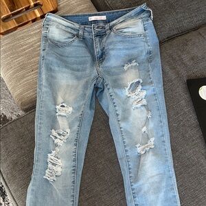 SO Light Blue Distressed Skinny Jeans